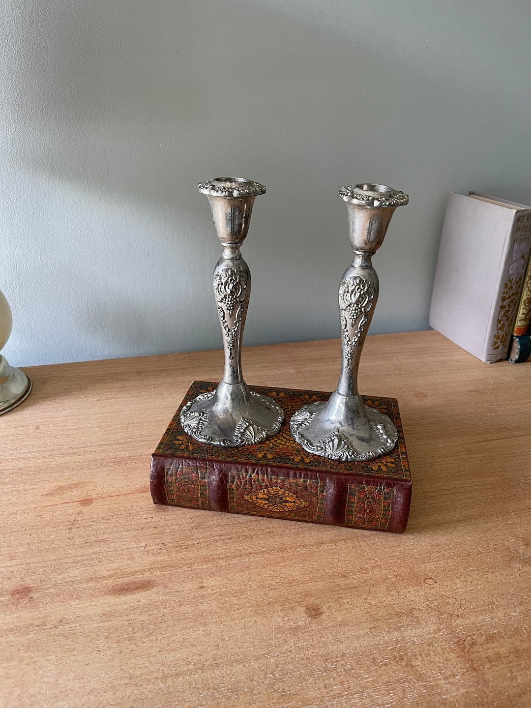 Vintage Silverplated Candlesticks, Pair of Godinger Candlesticks, MCM