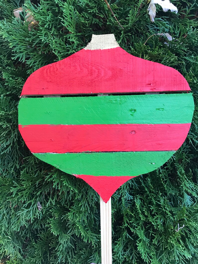 Christmas ornament yard stakes set Reclaimed wood stakes  Etsy
