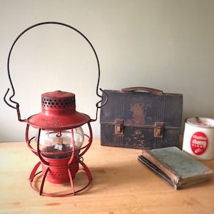 Antique Lantern, Dressel Railroad Lantern, Red Metal Train Lantern, 1920&#39;s Dressel Railroad Lantern, Unique Railroad Decor, Train Lover Gift