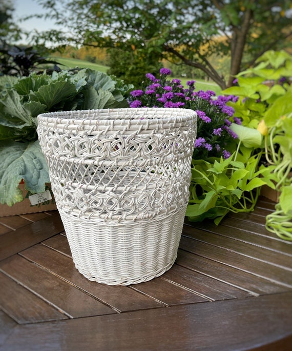 Vintage trash can vintage nursery trash can wicker trash Etsy