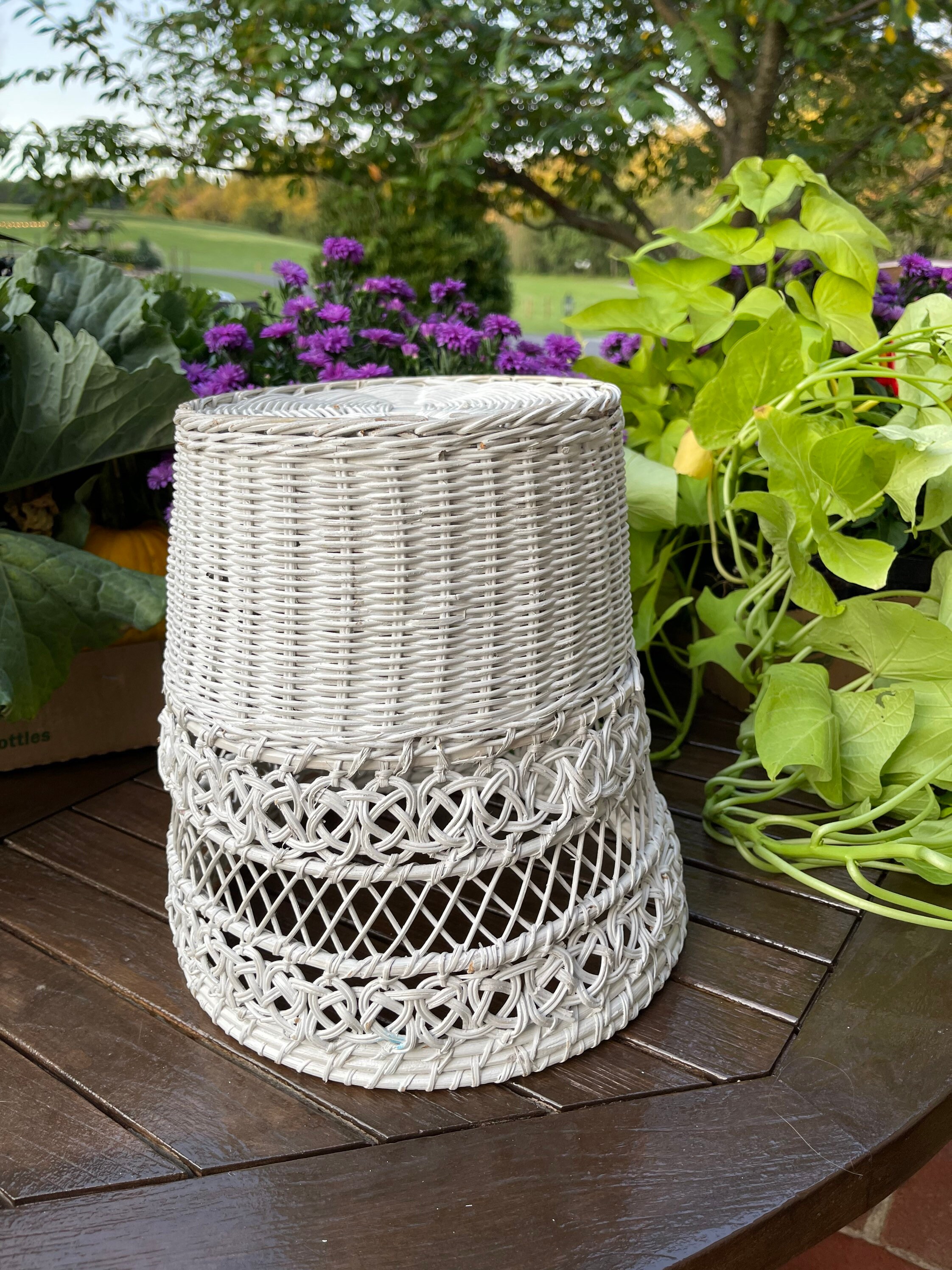 Vintage Trash Can Vintage Nursery Trash Can Wicker Trash Etsy