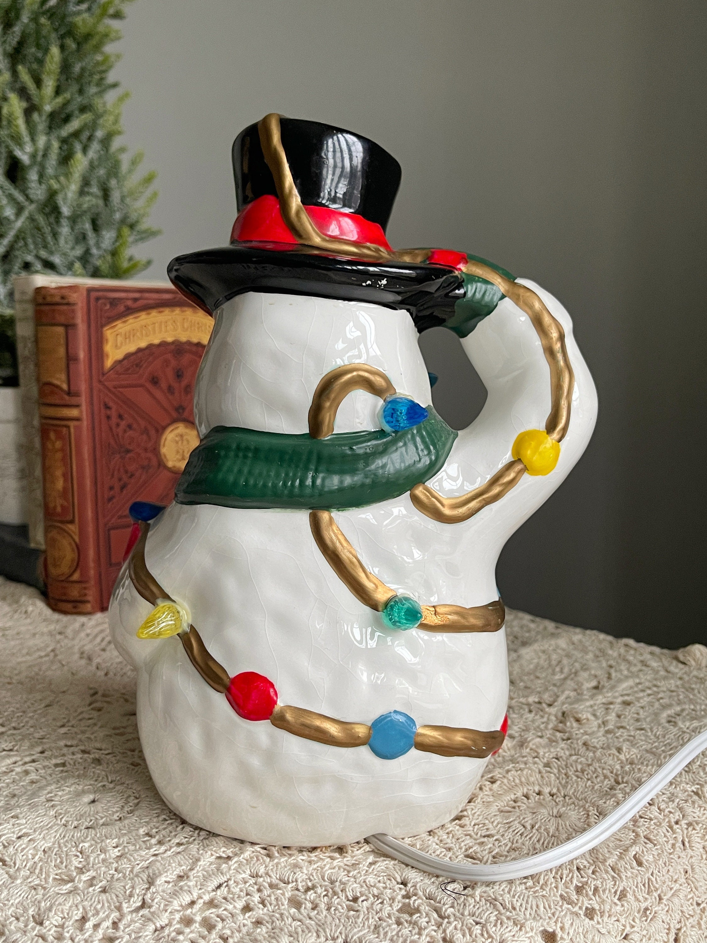 Vintage Ceramic Snowman, Snowman Light, Vintage Ceramic Frosty