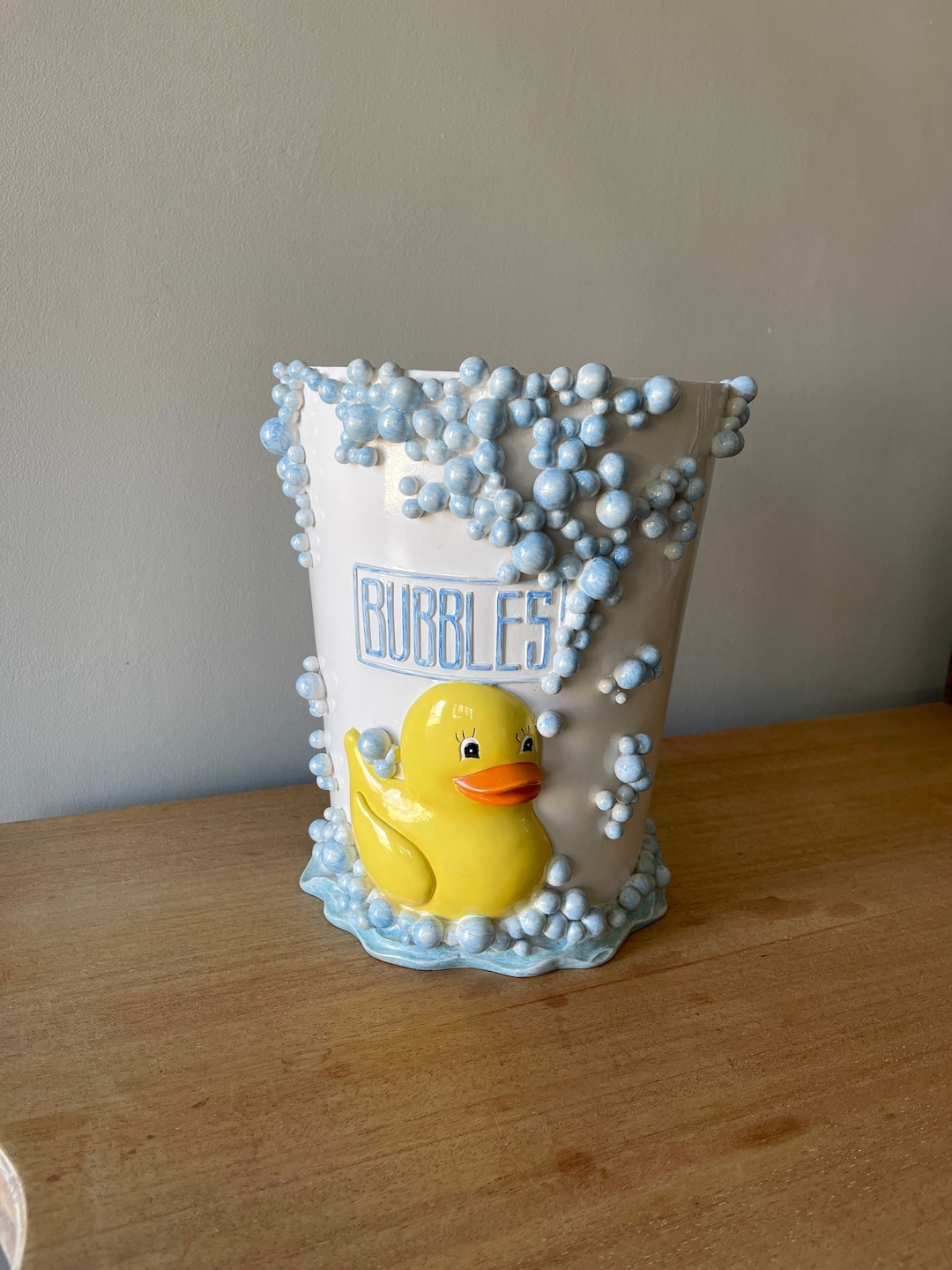 Vintage Trash Can, Vintage Nursery Trash Can, Rubber Ducky Trash Can