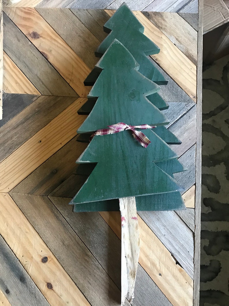 Set of 2 Reclaimed Wooden Christmas Tree Yard Stakes Etsy