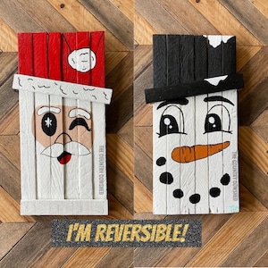Reversible Yard Art, Weihnachtsmann, Winter Yard Art, Reversible Weihnachten Winter Dekor, Santa Porch Decor, Schneemann, Weihnachten, Einzigartige Weihnachtsgeschenke