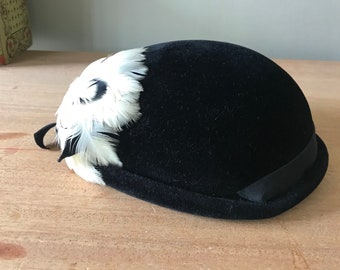 Vintage Black Hat, Vintage Cocktail Hat, Vintage Carol Hat  display picture 2