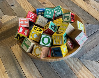 Vintage blocks, Childrens Vintage Blocks, Nursery Decor, vintage wood letters, alphabet, alphabet blocks, vintage toys, 1 5/8"