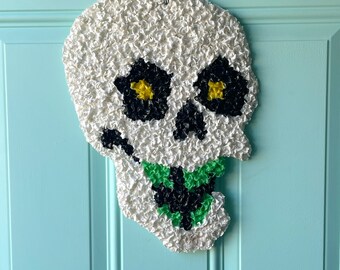 Popcorn Skull, Vintage Halloween Door Decorations, Melted Plastic