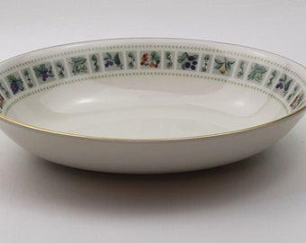 Flowers on Green Trim 1024 Fruit Made in England marked T.C Royal Doulton Tapestry 16 White Porcelain Ceramic Oval Serving Platter Plate