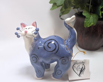 Selection of Amy Lacombe Whimsiclay Cat Figurine Collection Annaco