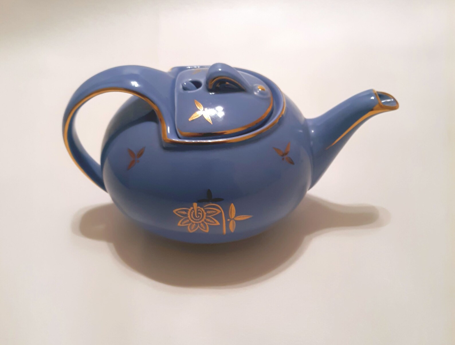 Hall China 0749 Blue & Gold 6Cup Teapot Etsy