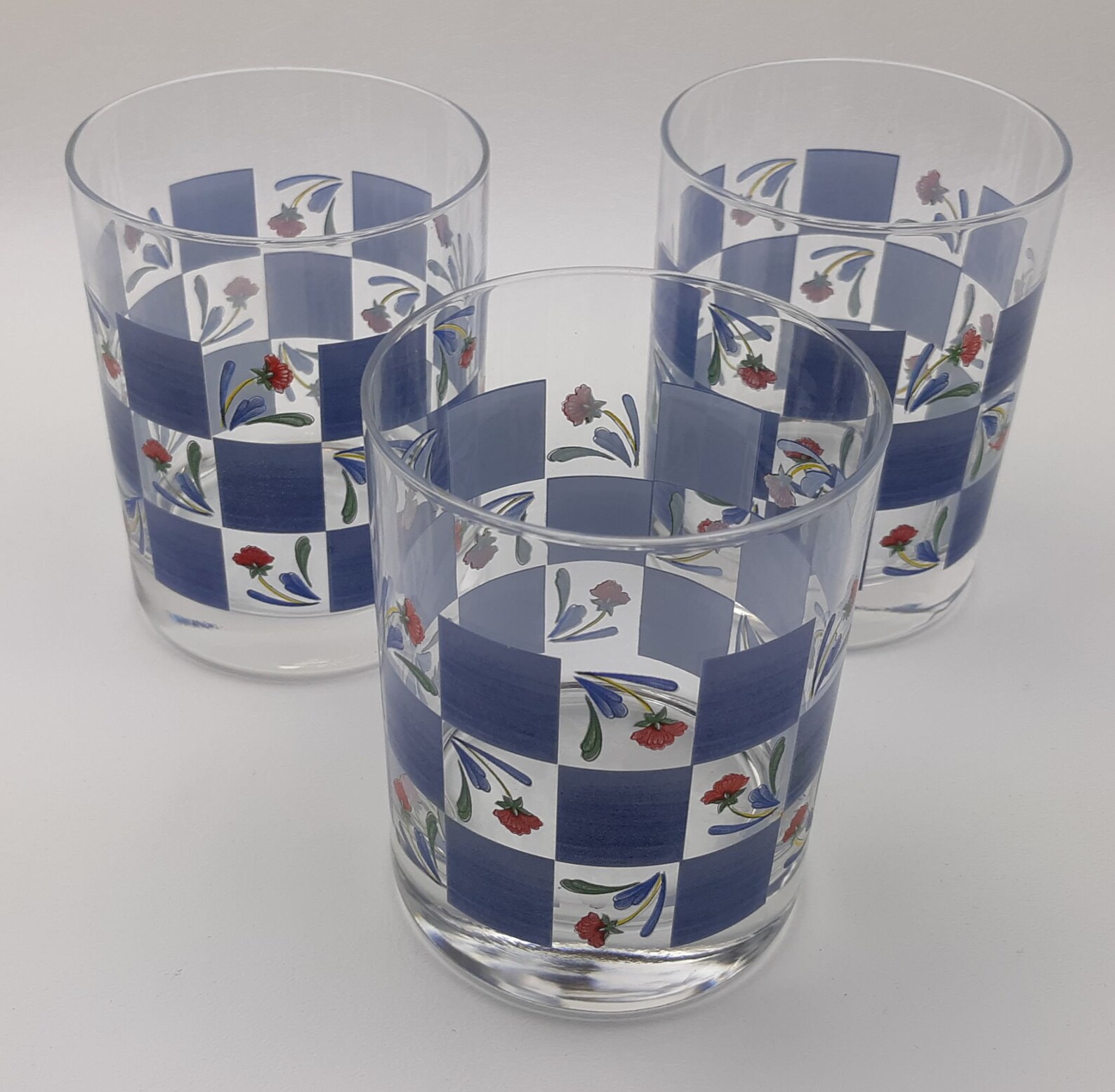 Lenox Glassware 3 Coquelicots sur Bleu Double Old Etsy