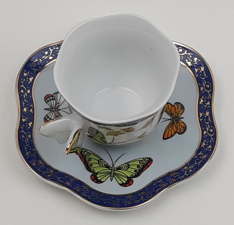 Baum Brothers China, butterfly Collection One 1 Demitasse Cup & Saucer