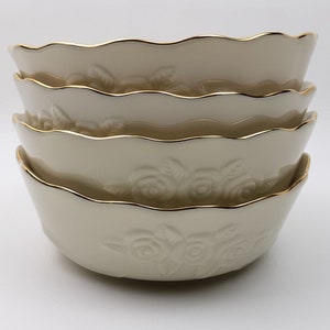 Lenox China Rosebud Collection Four (4) All Purpose 5&quot; Cereal Bowls