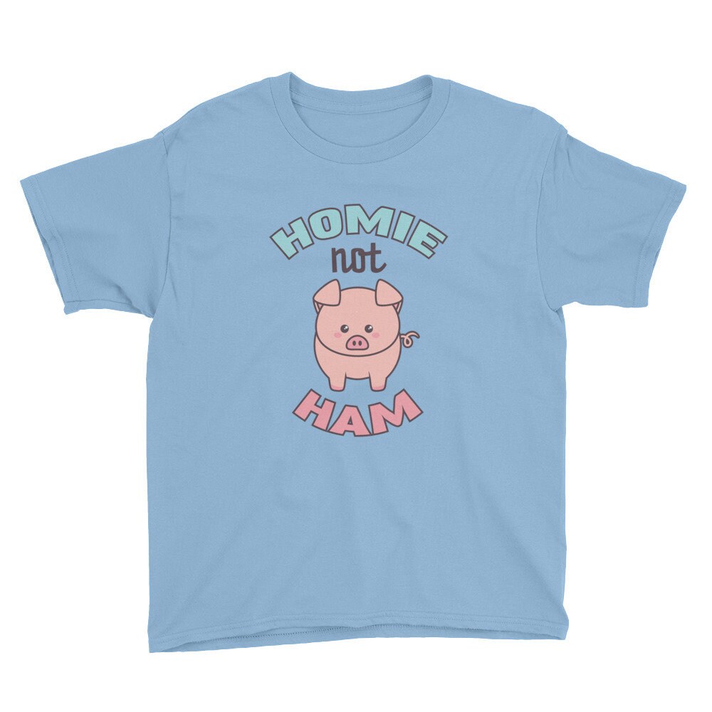 Vegan Kids Shirt Homie Not Ham Cute Vegetarian Pig Shirt : | Etsy