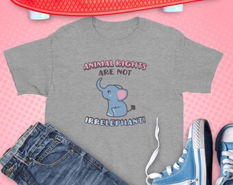 Vegan Kids Shirt: Cute Animal Rights are Not Irrelephant Vegetarian Kids Shirt, Cute Vegan T-Shirt, Vegan Kids Clothing, Vegan Shirt for Kid