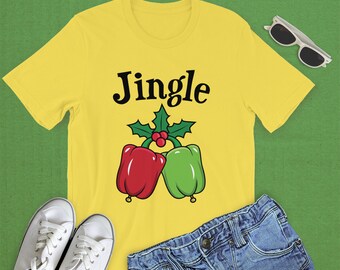 Vegetable Christmas Shirt Jingle Bell Peppers for Vegans & Vegetarians Unisex : Vegan Christmas shirt, veggie lover tshirt, jingle bells tee