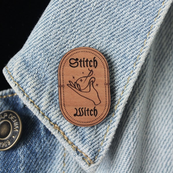 Stitch Witch - Wooden Pin - Ecofriendly Craft Accessory