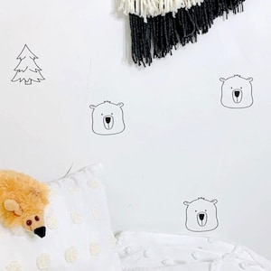 Woodland Wall Decals/ Forest Nursery Decals/ Bear Wall Stickers/ Vinyl Wall Decals/ Kids Bedroom Decals/ Forest Decal Set/ FREE SHIPPING