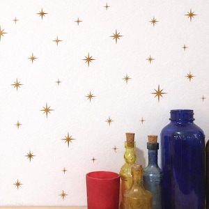 Celestial Sparkle Wall Decals, Peel and Stick Starburst Sparkles, 90 Pack Mini Wall Stickers, Nursery Bedroom Ceiling Decor, Removable