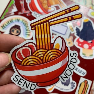 Pho Noodles Sticker/ Waterproof Sticker/ Send Noods Sticker/ Noodles Sticker/ Cute Sticker/ Funny Sticker/  FREE SHIPPING