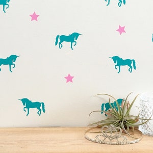 Unicorn and Star Wall Decals/ Unicorn Wall Decal/ Kids Wall Decal/ Unicorn Nursery Decor/ Stars Nursery Decor/ Unicorn Decor/ FREE SHIPPING