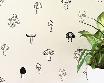 Mushroom Wall Decals / Mushroom Wall Art, Woodland Nursery Wall Stickers, Boho Nursery Decor,  Removable Wall Decor, Wall Decals