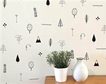 Woodland Wall Decals / Forest Decals, Tree Wall Decals, Woodland Nursery Decor, Nursery Decals, Removable Wall Decor, Scandinavian Decor