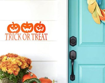 Halloween Decal/ Pumpkin Door Decal/ Halloween Decor/ Vinyl Wall Decal/ Trick or Treat /Halloween Vinyl Lettering/ Entry Way/ FREE SHIPPING