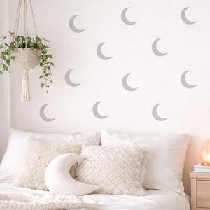 Crescent Moon Wall Decals Set of 40 – Celestial Nursery Wall Stickers – Boho Moon Vinyl Decal – Removable Witchy Room Decor