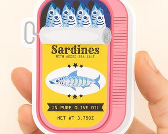 Sticker Sardines in Olive Oil – retro waterdichte vinylsticker