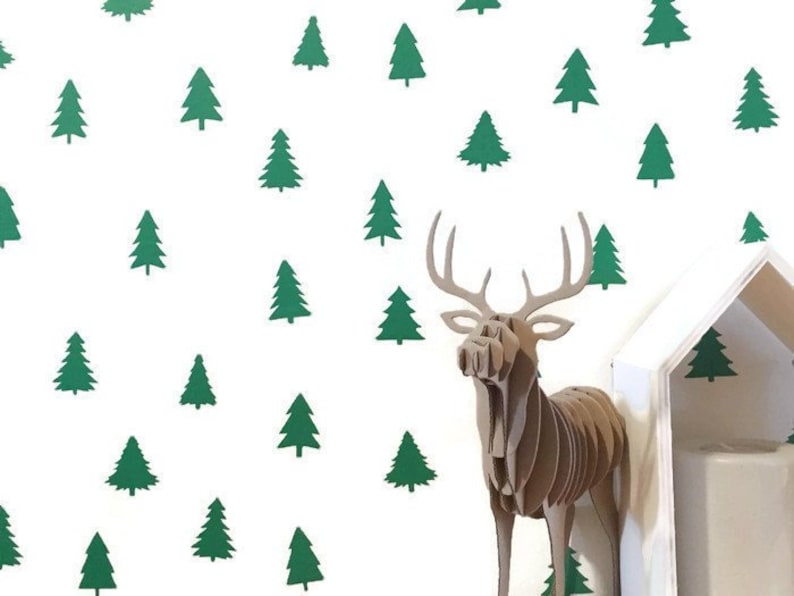 Evergreen Tree Wall Decal/ Tree Wall Decal/ Tree Vinyl Decals/ Etsy