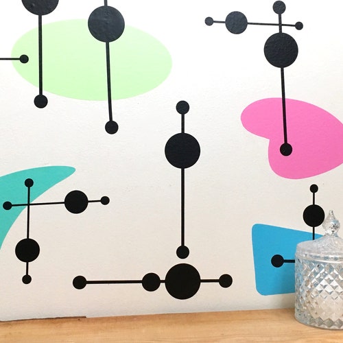 Retro Wall Decal Set/ Modern Wall Decals/ Retro Shape Decals/ Etsy