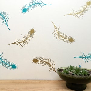 Calcomanías de pared de plumas / calcomanías de pared de pluma de pavo real / calcomanías de pared de vinilo / calcomanías de vinilo / calcomanías de pared modernas / envío gratuito