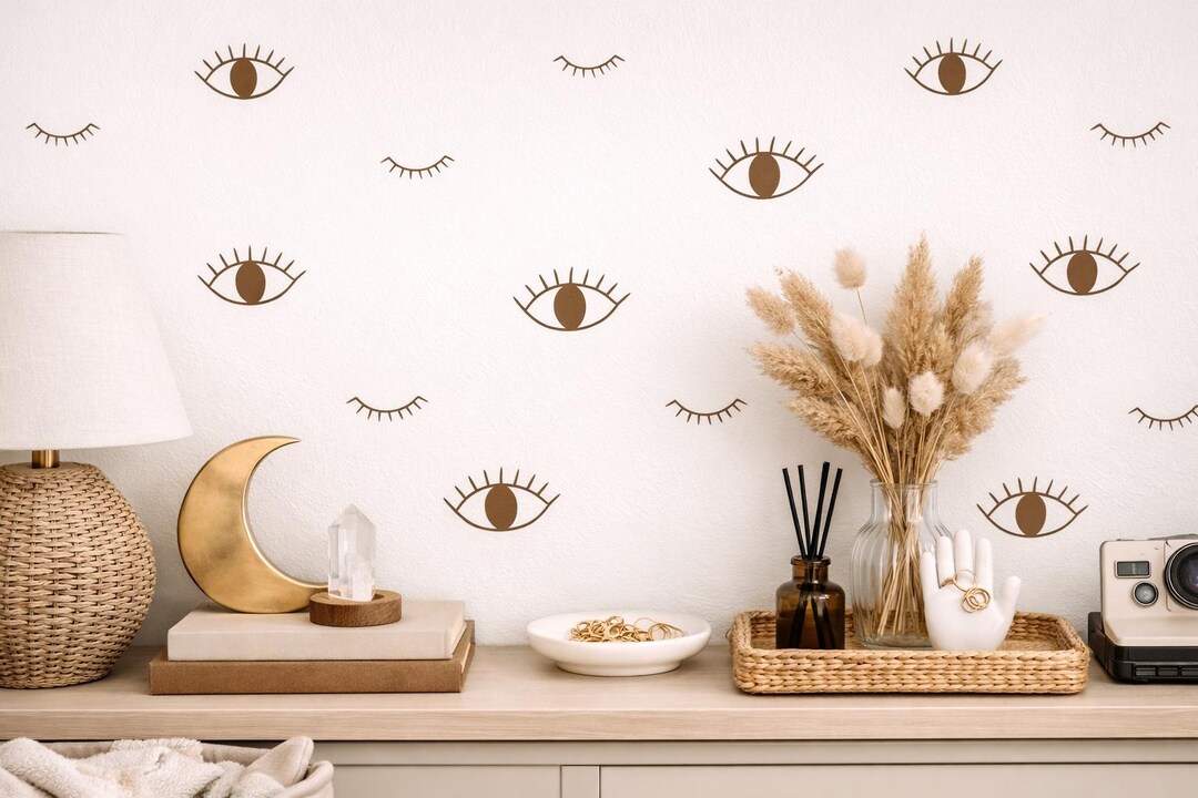 Eye Wall Decals Peel and Stick, Modern Wall Stickers, Eyelash Eye Vinyl ...