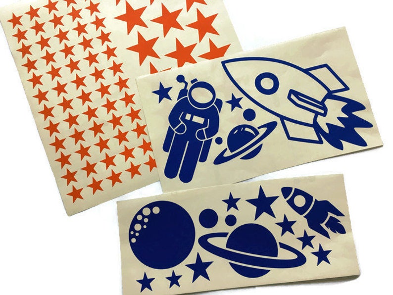Space Wall Decals/ Outer Space Nursery Decor/ Rocket Ship Etsy