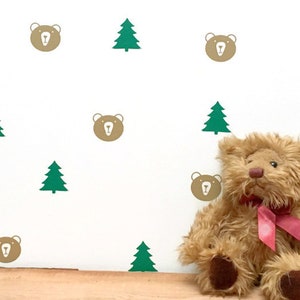 Woodland Wall Decals/ Forest Nursery Decals/ Bear Wall Stickers/ Vinyl Wall Decals/ Kids Bedroom Decals/ Forest Decal Set/ FREE SHIPPING