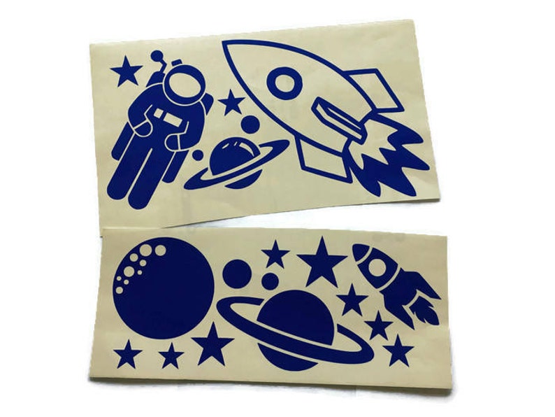 Space Wall Decals/ Outer Space Nursery Decor/ Rocket Ship Etsy