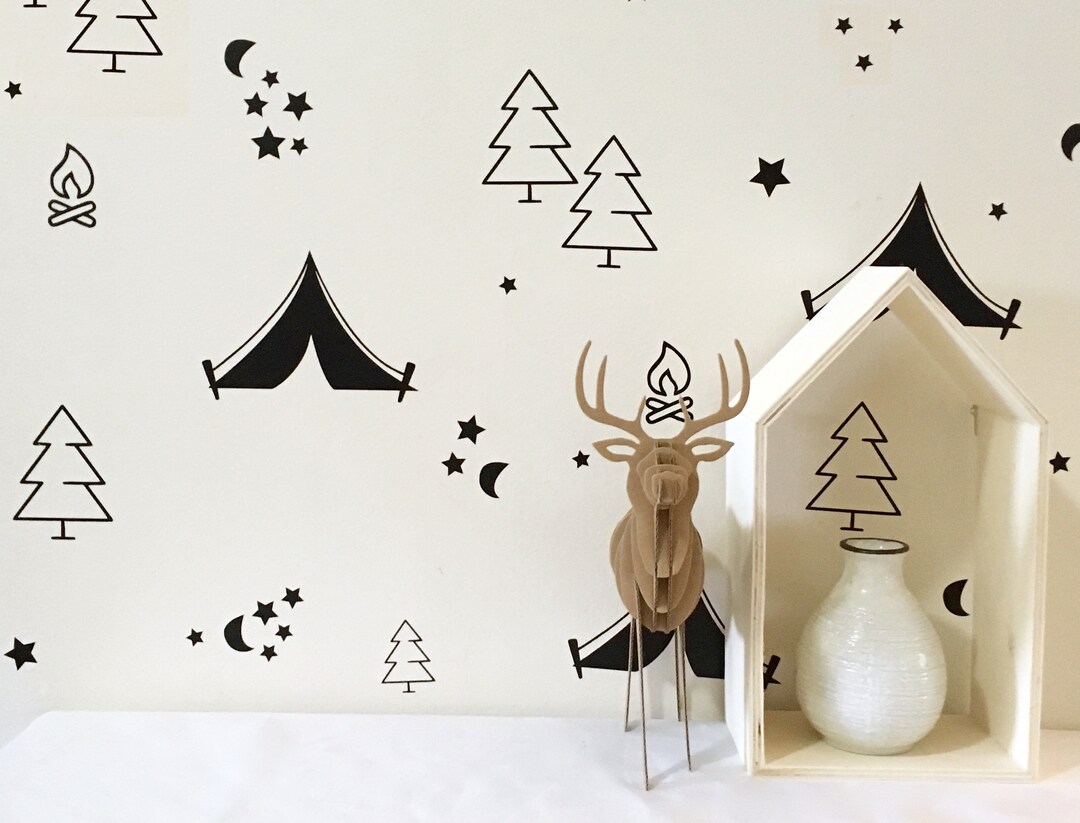 Camping Wall Decals/ Vinyl Wall Decals/ Nursery Decor/ Wall Decor/ Tree