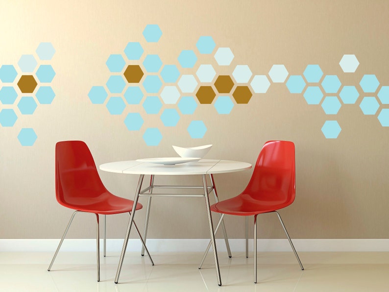 Hexagon Wall Decal Set/ Decor Decals/ Wall Decor/ Etsy
