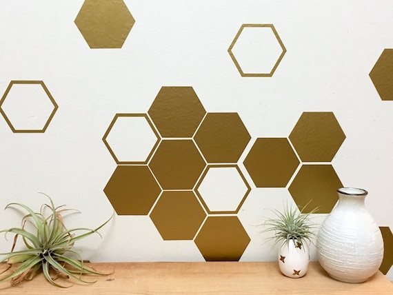 Hexagon Wall Decal Set/ Honeycomb Decor Decals/ Wall Decor/ Modern