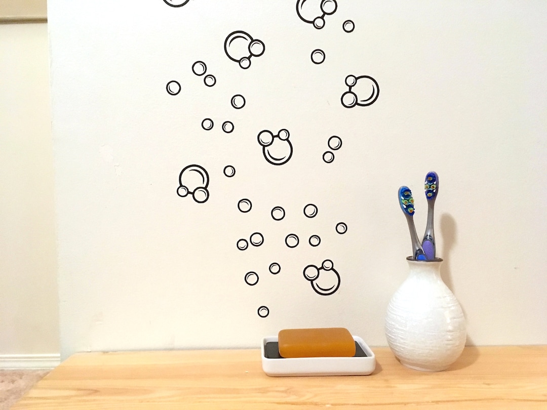 90 Large Soap Bubbles Wall Decals – Removable Vinyl Stickers For Bathroom, Bedroom, Nursery, Kids Room Décor (White, Matte Finish)