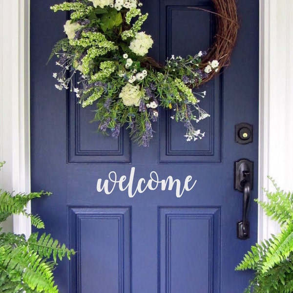Welcome Vinyl Decal/ Welcome Door Decal/ Vinyl Decal for your Front Door/ Welcome Vinyl Lettering/ Entry Way or Porch Decal/ FREE SHIPPING