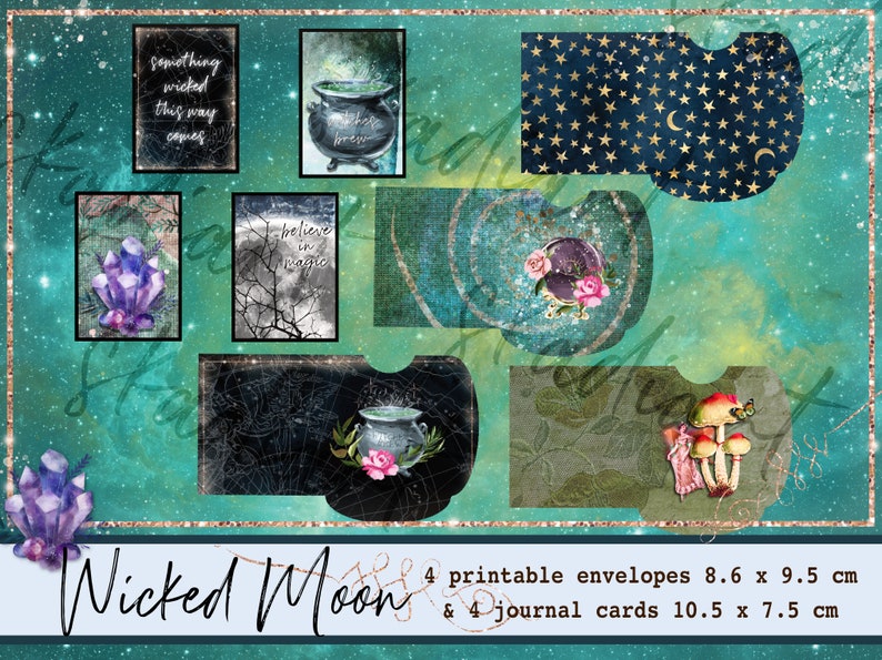 magick grimoire inserts wicca witchcraft printable journal kit Book of shadows digital bundle good witch diary ephemera set