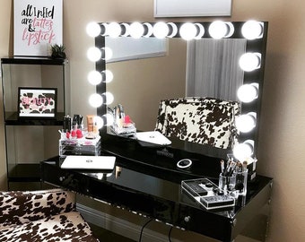 professional makeup table with lights