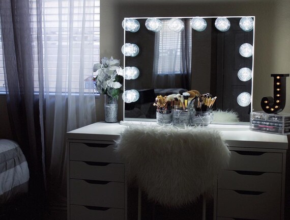 Xl Hollywood Makeup Vanity Mirror With Lights Impressions Etsy