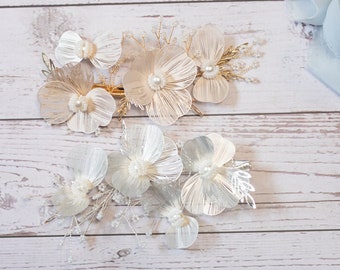 Wedding Hair Clip, Blush Ivory Floral hair clip, wedding hair accessories