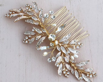 Hair Comb, Wedding Hair Comb, Gold Bridal Comb, leaf hair comb, Wedding hair accessories,