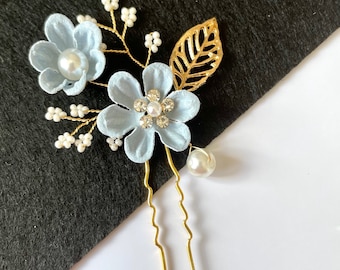 Blue flower wedding Hair Pins, Wedding Hair Accessories, Bridal hair Pins, Bridesmaid Hair Pins, Something Blue