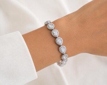Silver Crystal Bracelet, Wedding Bracelet, Bridal Jewellery, Bridal Bracelet